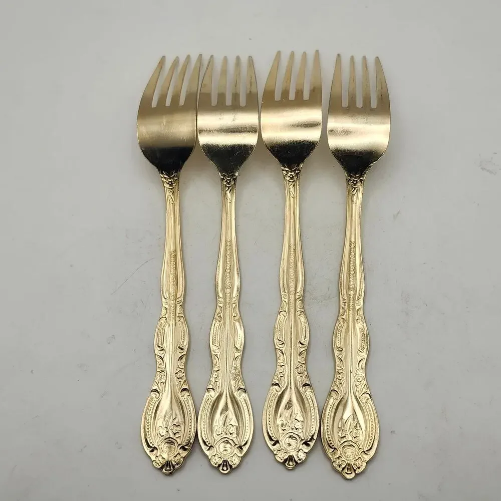 International Silver San Marcos Gold Electroplate Lot 4 Dinner Forks 7 5/8 In
